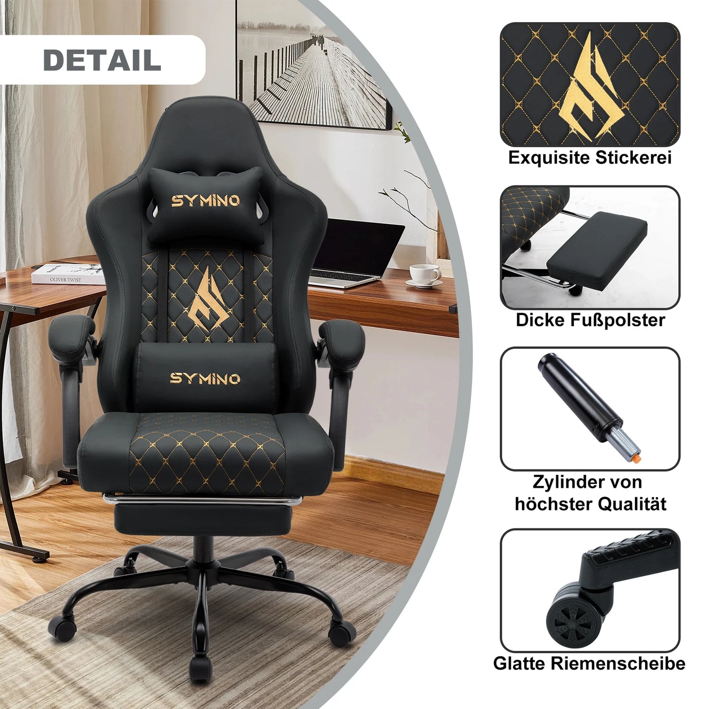 Chaise avec repose-pieds et accoudoirs réglables