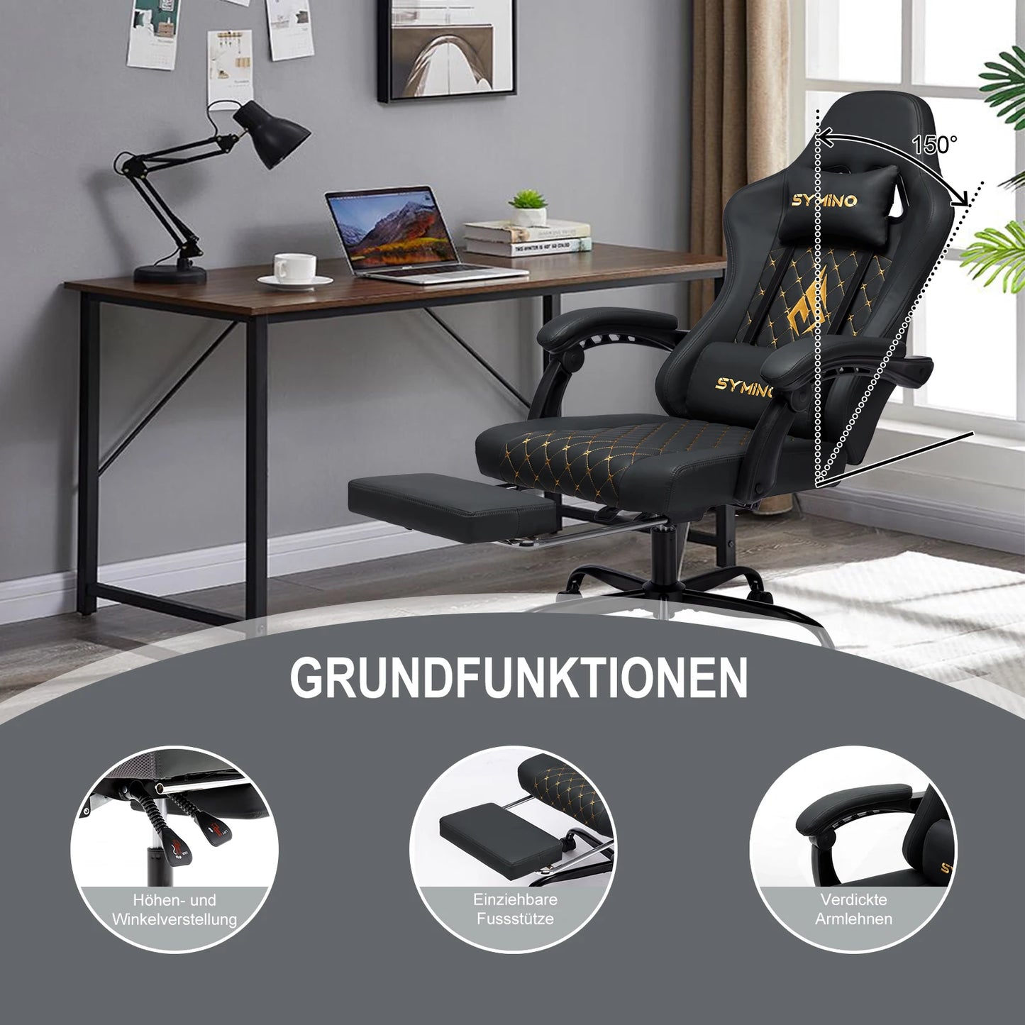 Chaise avec repose-pieds et accoudoirs réglables