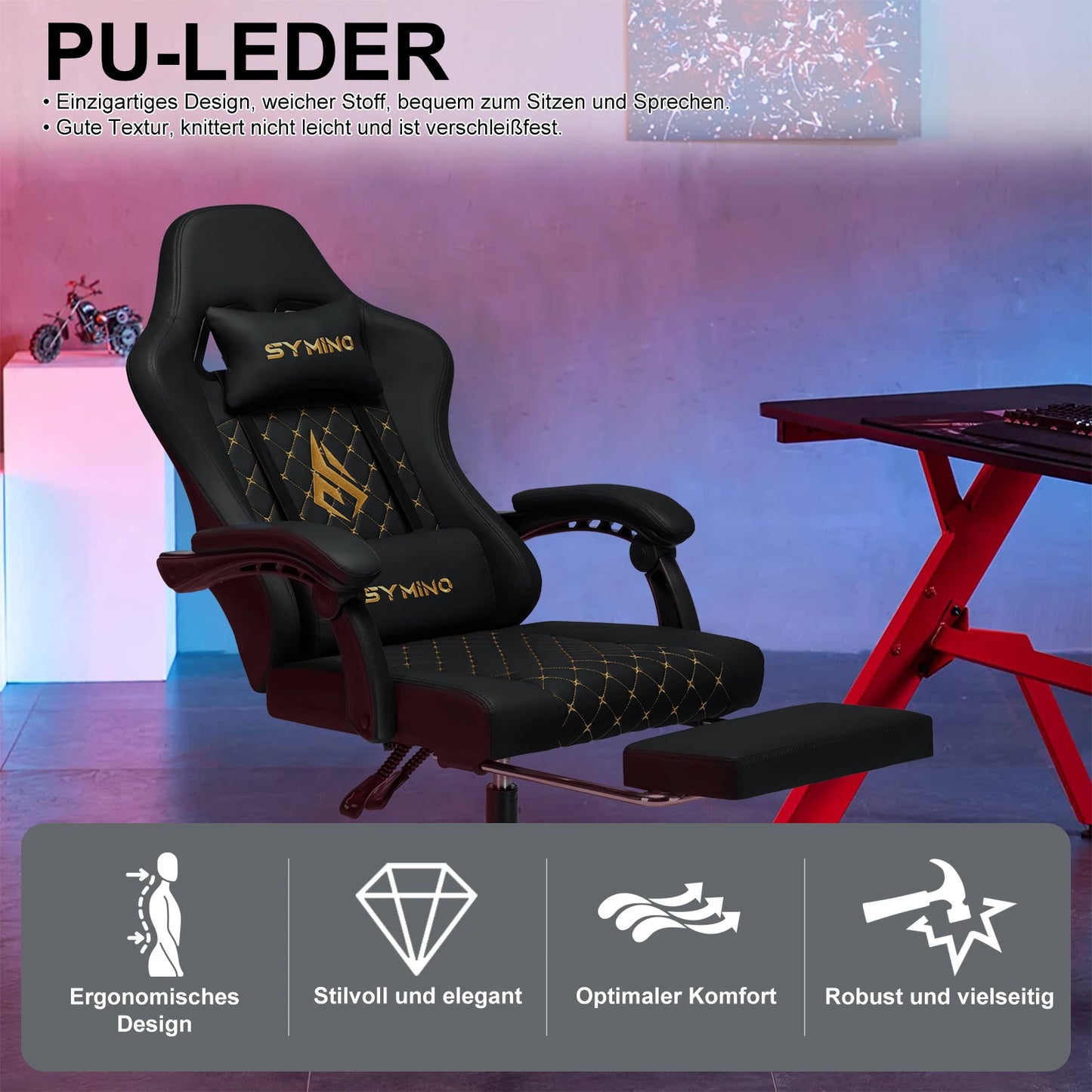 Chaise avec repose-pieds et accoudoirs réglables