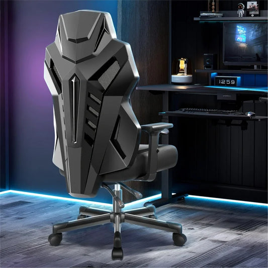 Gaming Chair, Adjustable Backrest, Lumbar Support, Breathable Mesh Fabric - Metal Frame, Racing Style Swivel Computer Chair